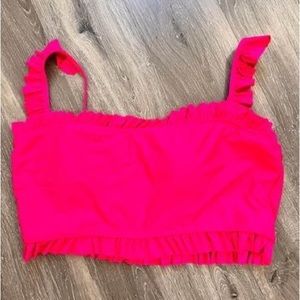 Cute pink ruffled bikini top
